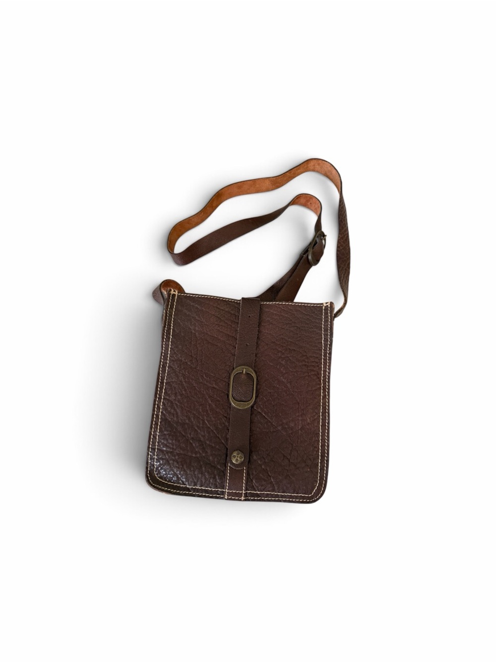 Men's Brown Leather Crossbody Messenger Bag
